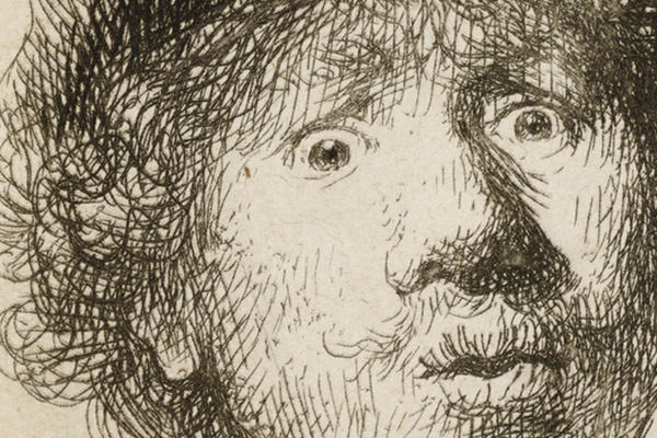 banner rembrandt  self portrait in a fur cap  etching  ashmolean museum